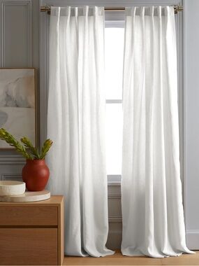 NWT QUINCE Set Of 2 48x96 European Linen Curtains White 7411